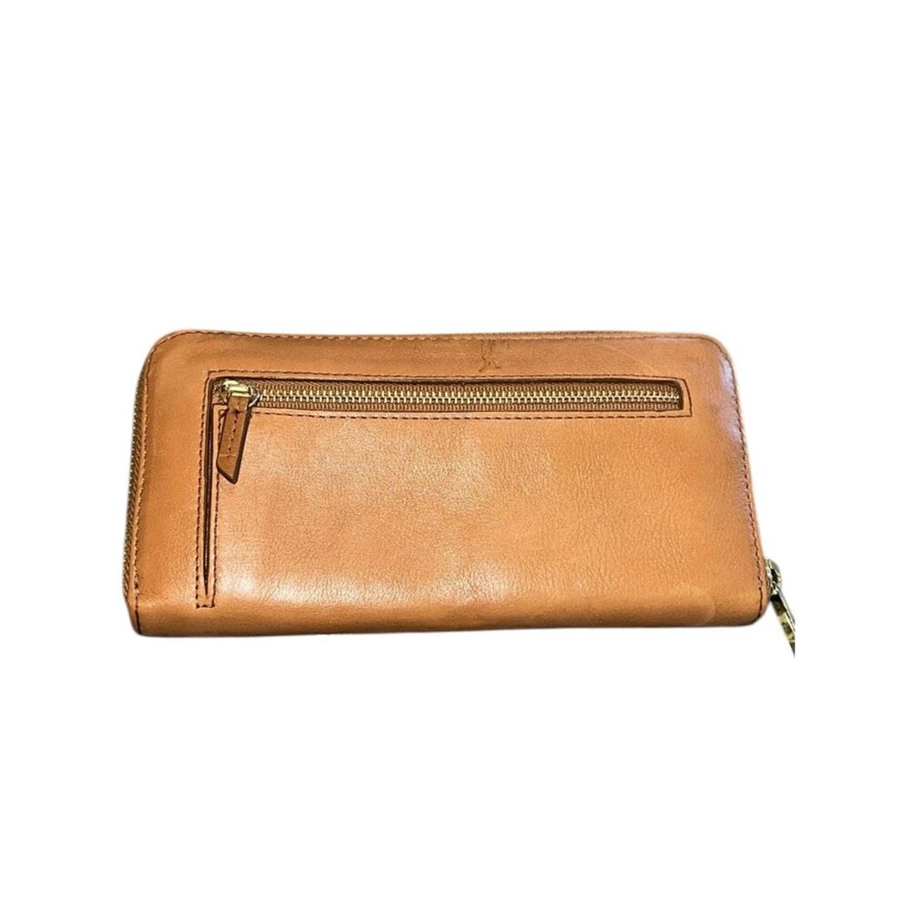 Fossil Women Brown Leather Clutch Wallet Trifold Vintage Zip Around Card Holder - Picture 3 of 11